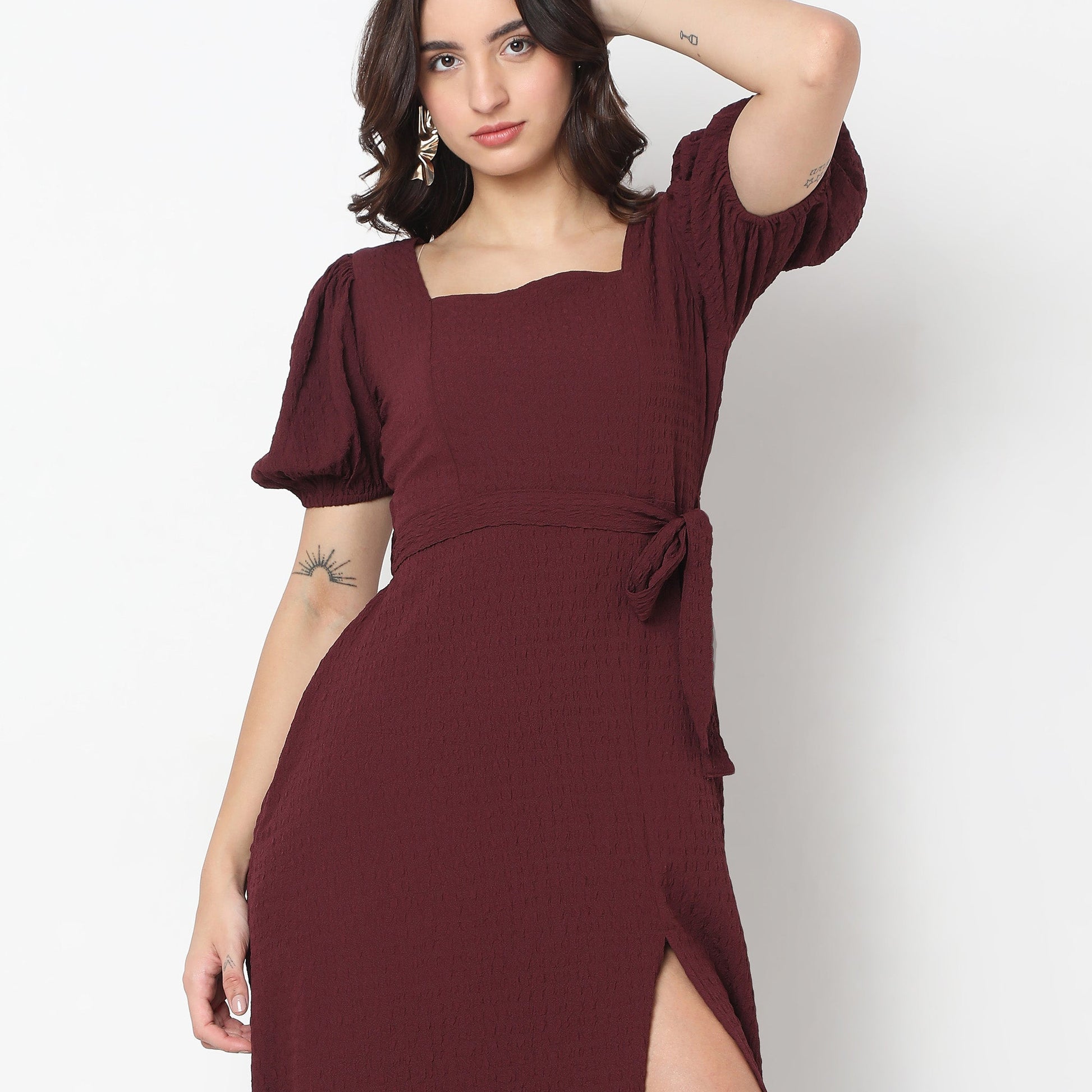 Buy Puff Sleeve Structured Dress - Style Union
