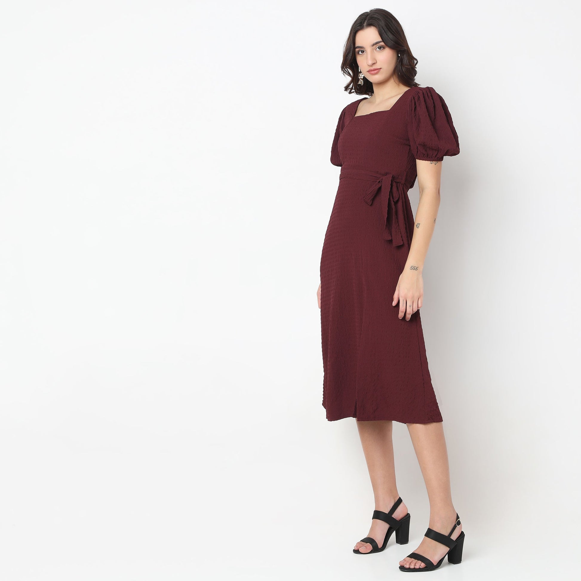 Buy Puff Sleeve Structured Dress - Style Union