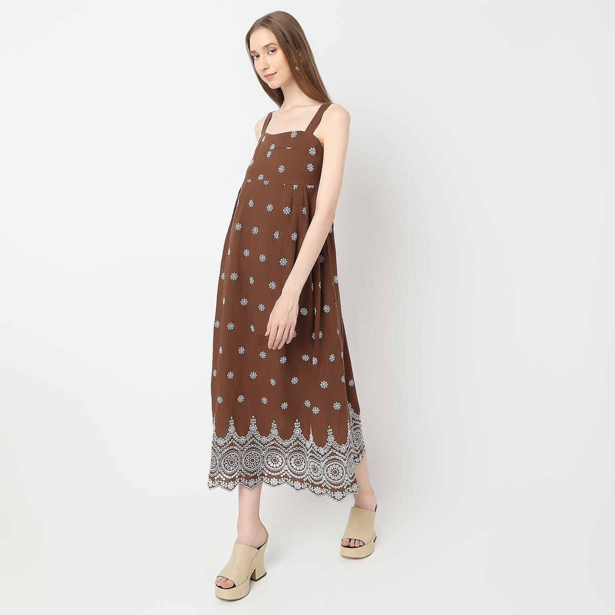 Regular Fit Embroidered Dress