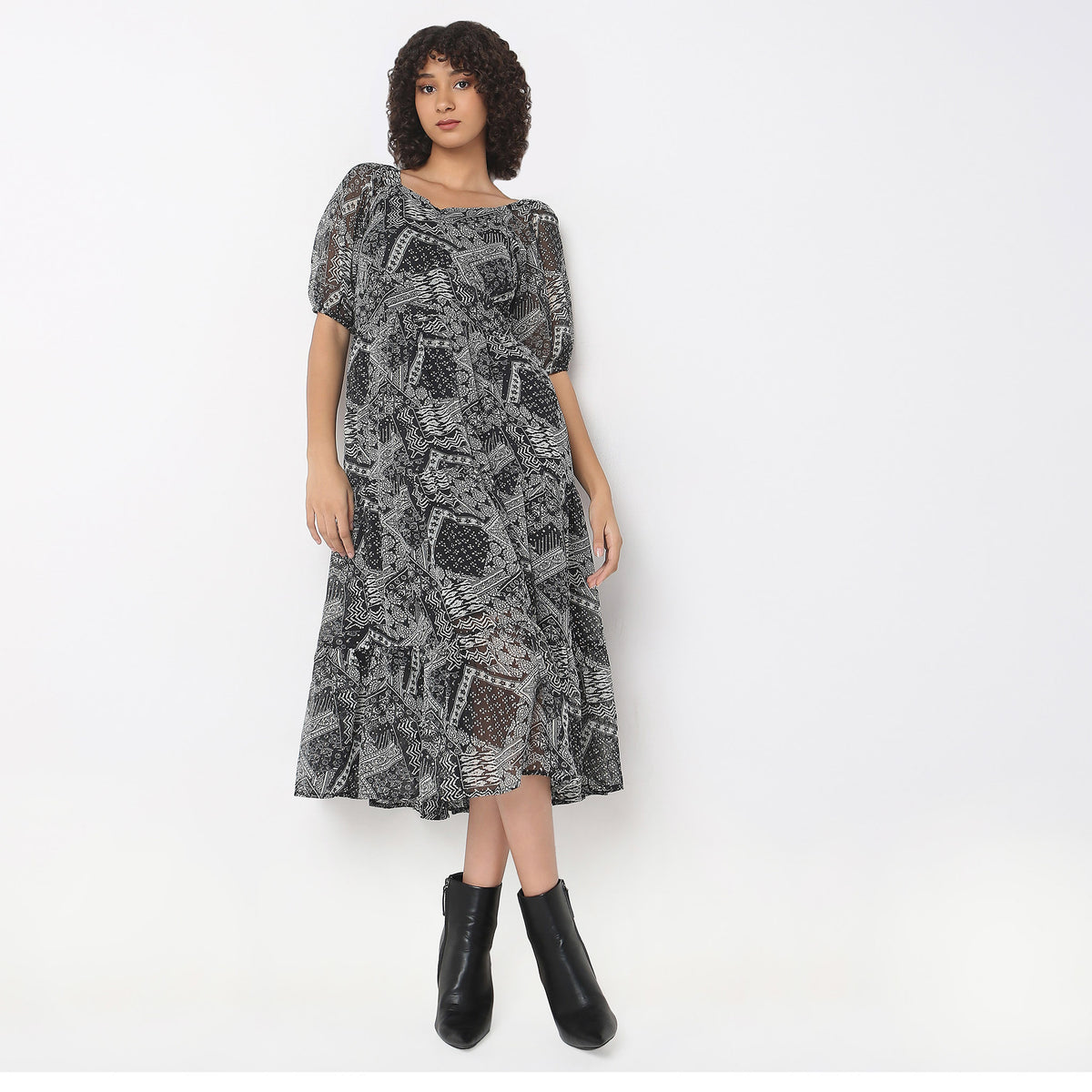 Regular Fit Printed Dress