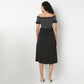 Off-Shoulder Neck Solid Flared Dress