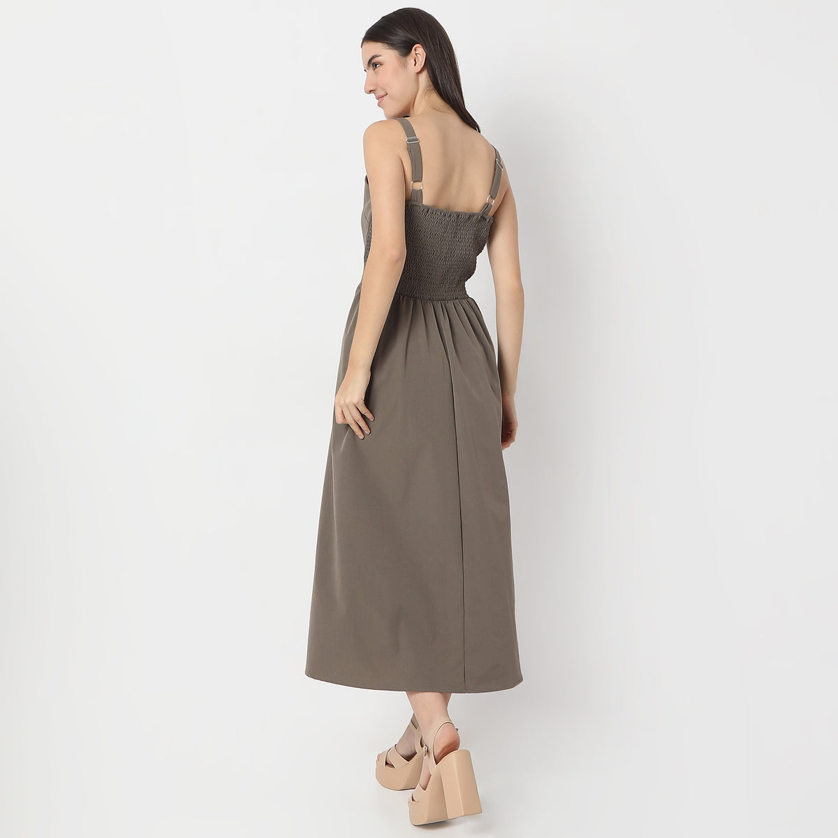 Flare Fit Solid Dress