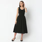 Regular Fit Solid U-Neck Calf Length Dress