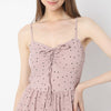 Polka Dot Calf-Length V-Neck Sleeveless Dress