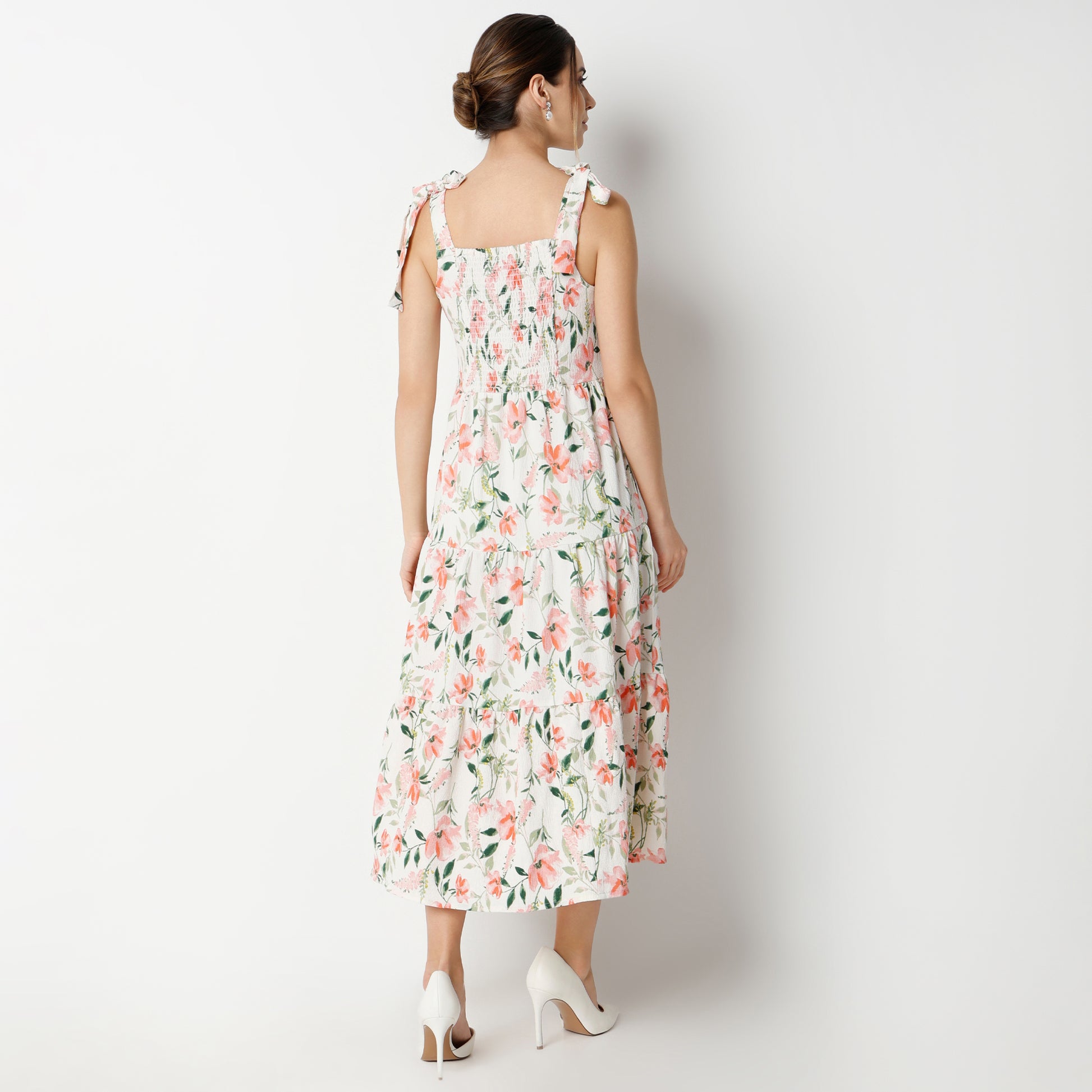 Flare Fit Printed Calf Length Dress