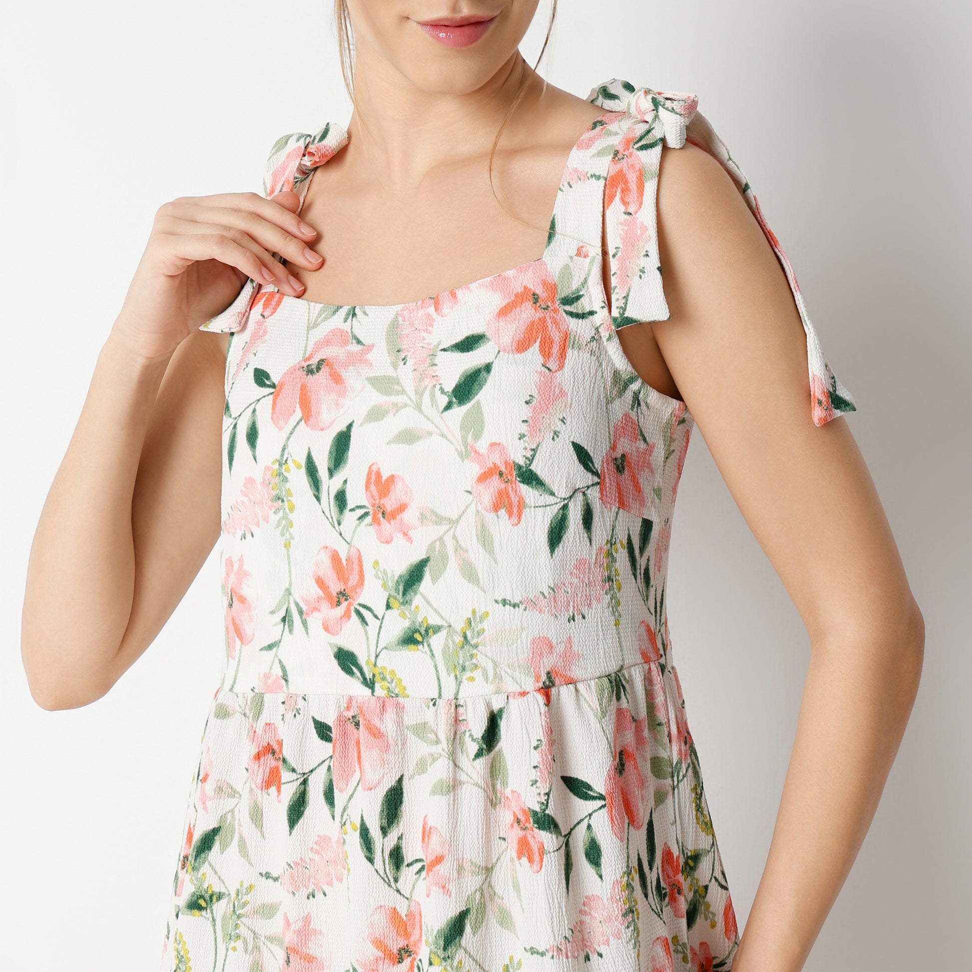 Flare Fit Printed Calf Length Dress