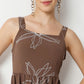 Flare Fit Embroidered Calf Length Dress