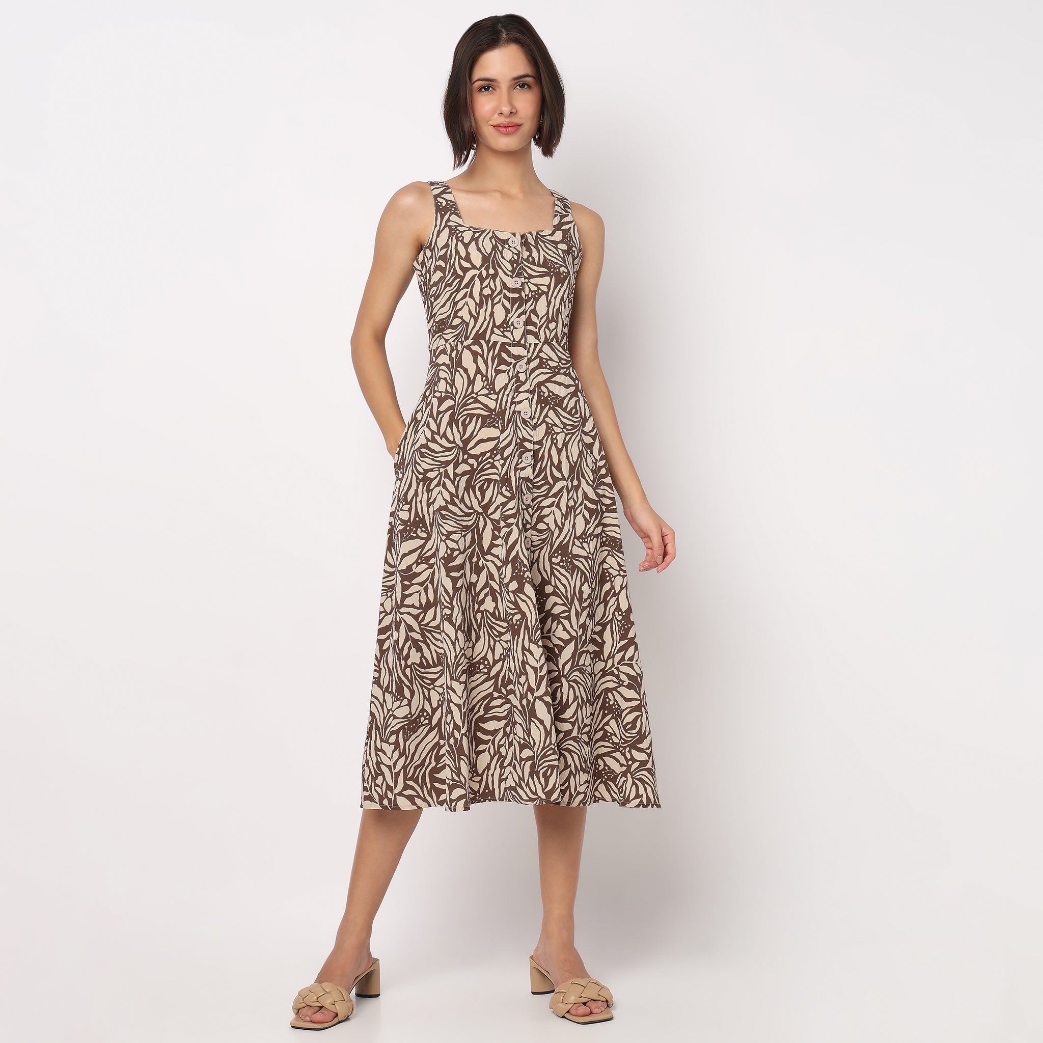 Floral Strappy Flared Dress