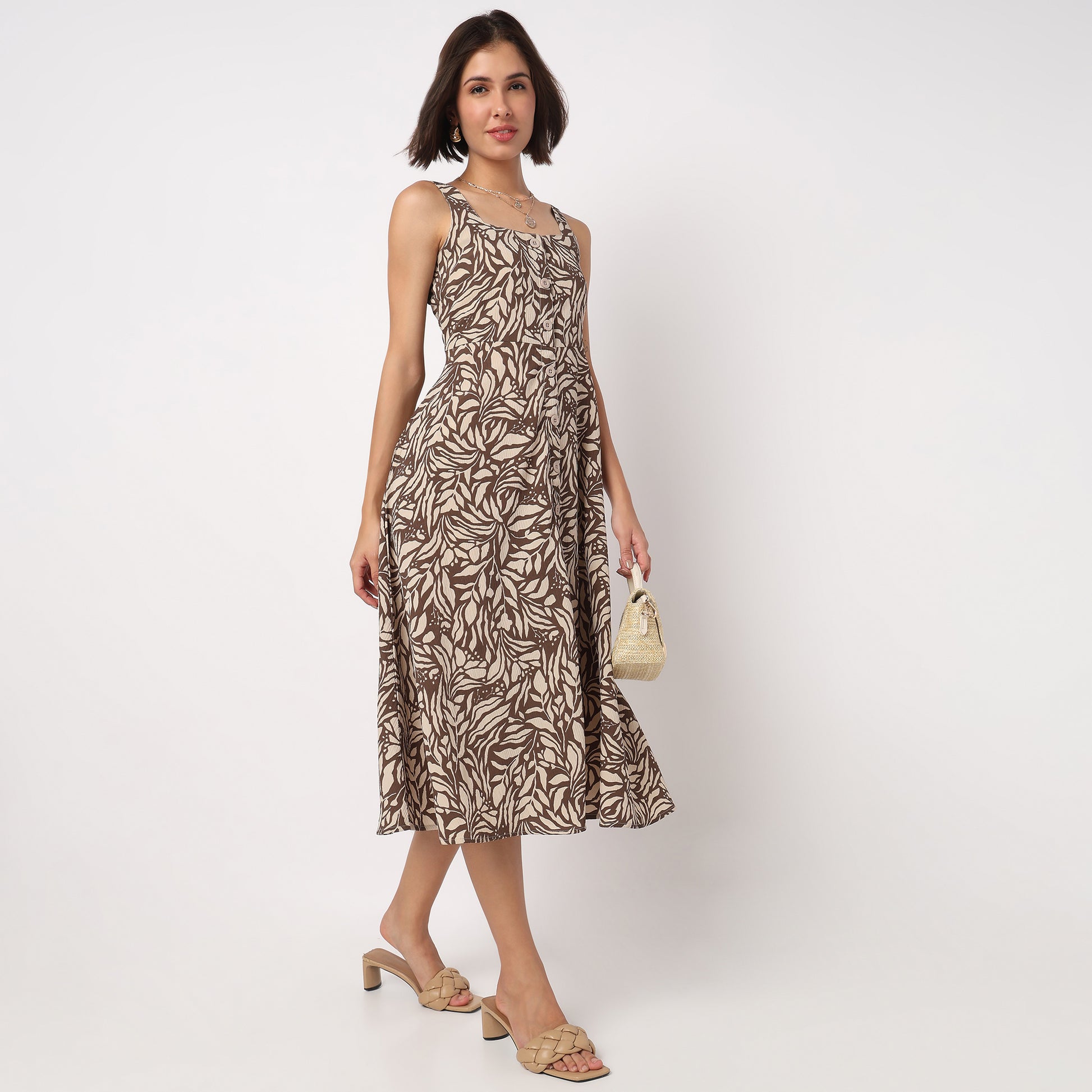 Floral Strappy Flared Dress