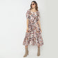 Regular Fit Printed Sweatheart Neck Dress