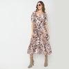 Regular Fit Printed Sweatheart Neck Dress