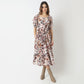 Regular Fit Printed Sweatheart Neck Dress