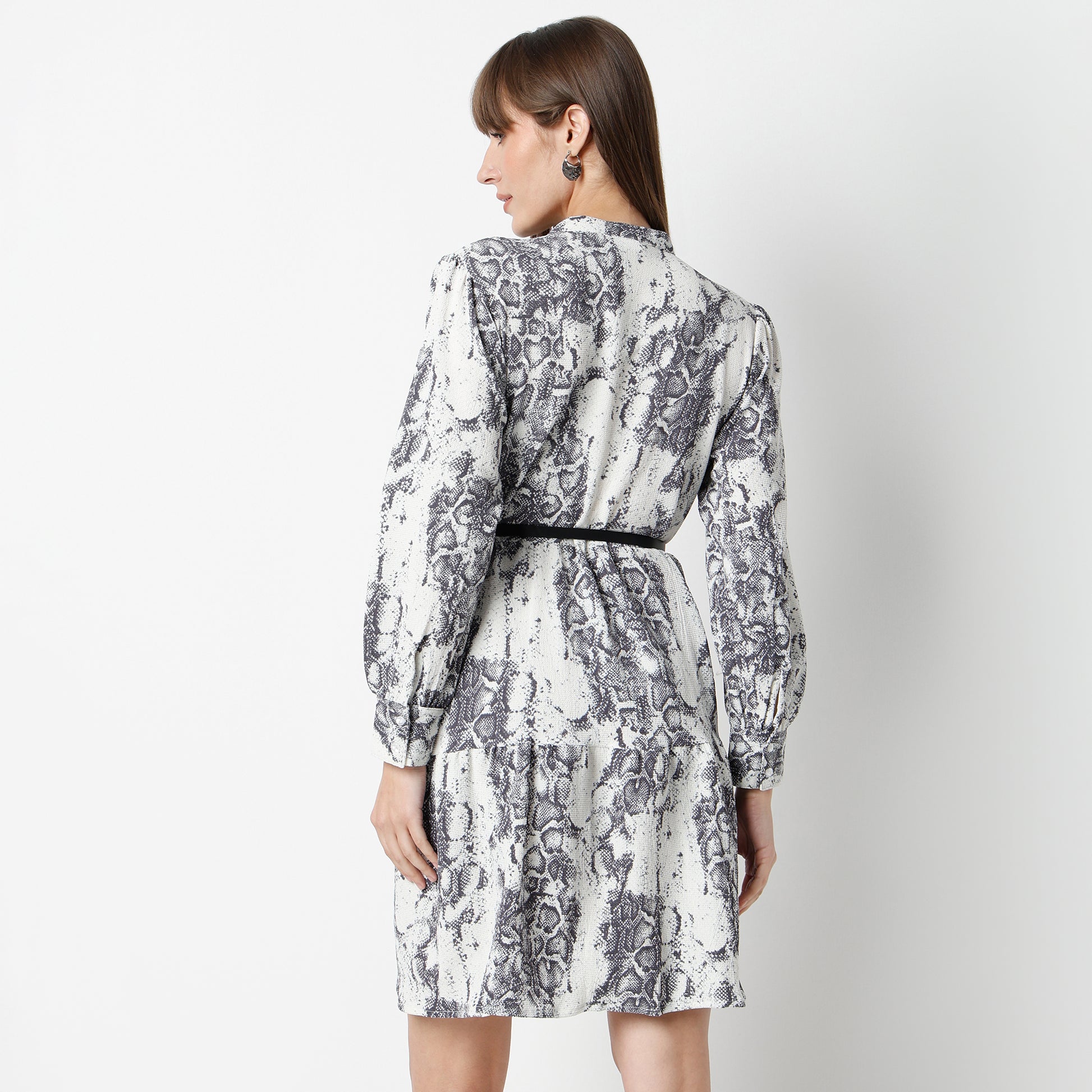 Flare Fit Printed Above Knee Dress