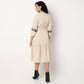 Woven Solid Mandarin Collar Tiered Dress