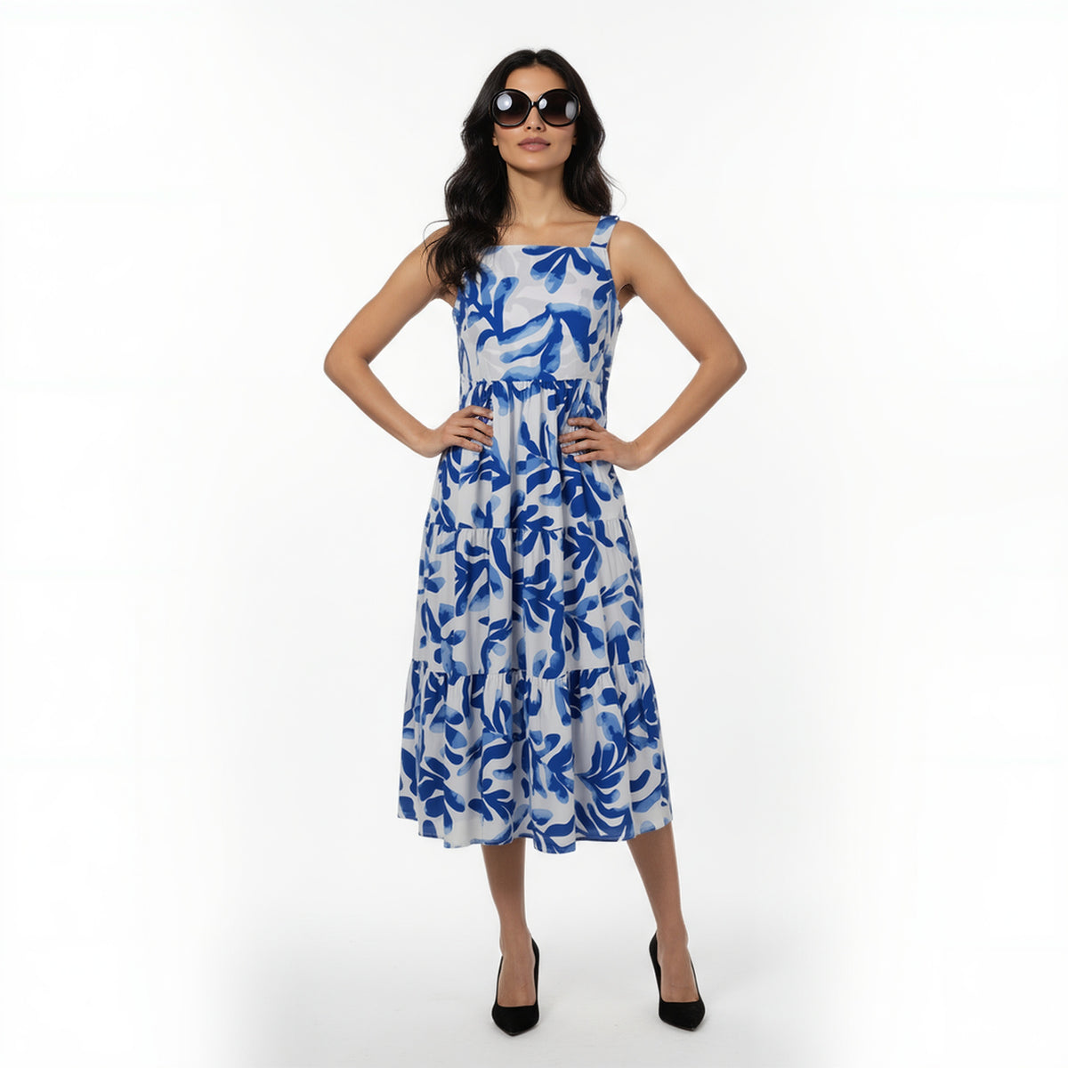 Printed Tie-Up Neck Dress 