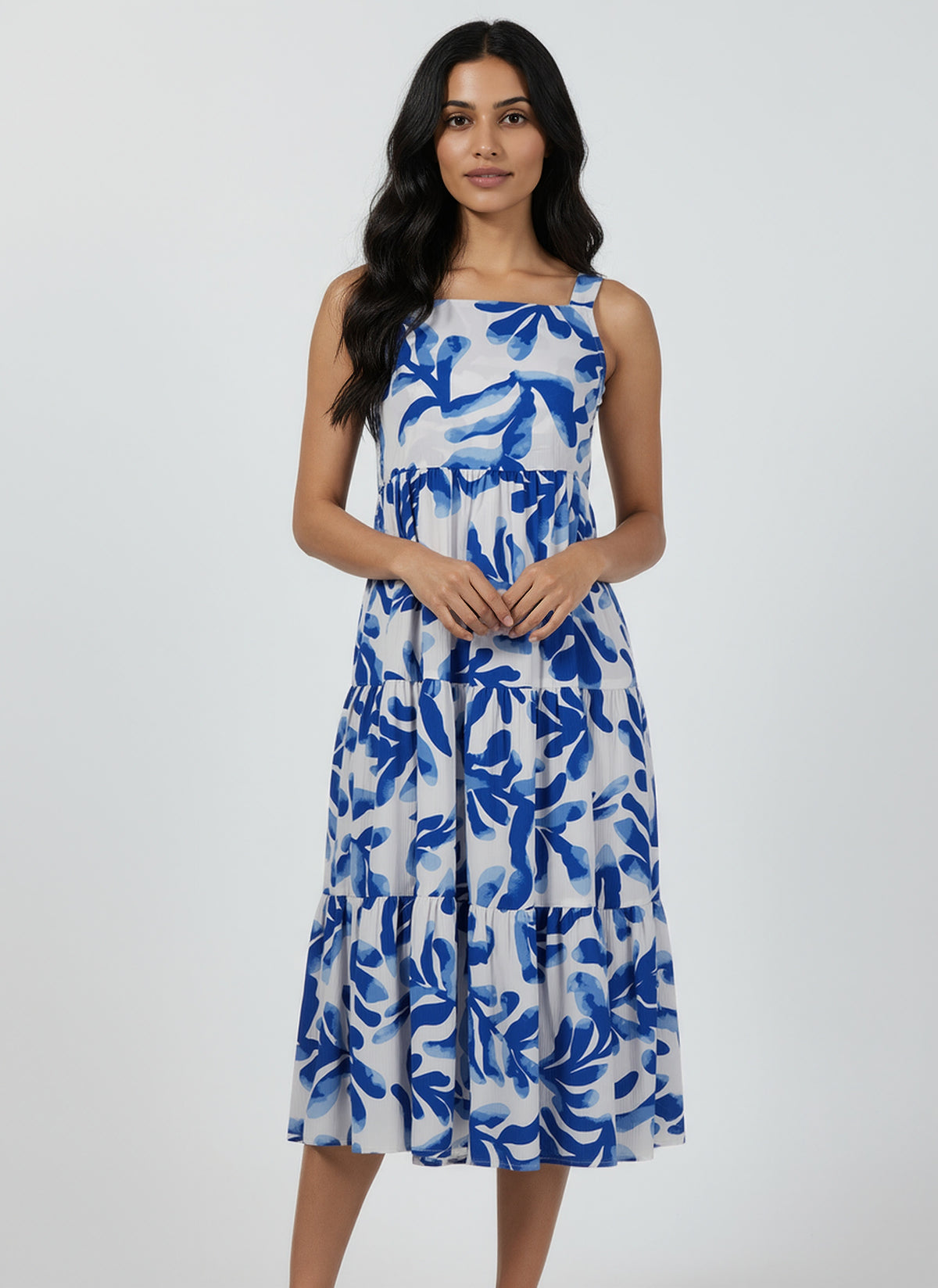 Printed Tie-Up Neck Dress 