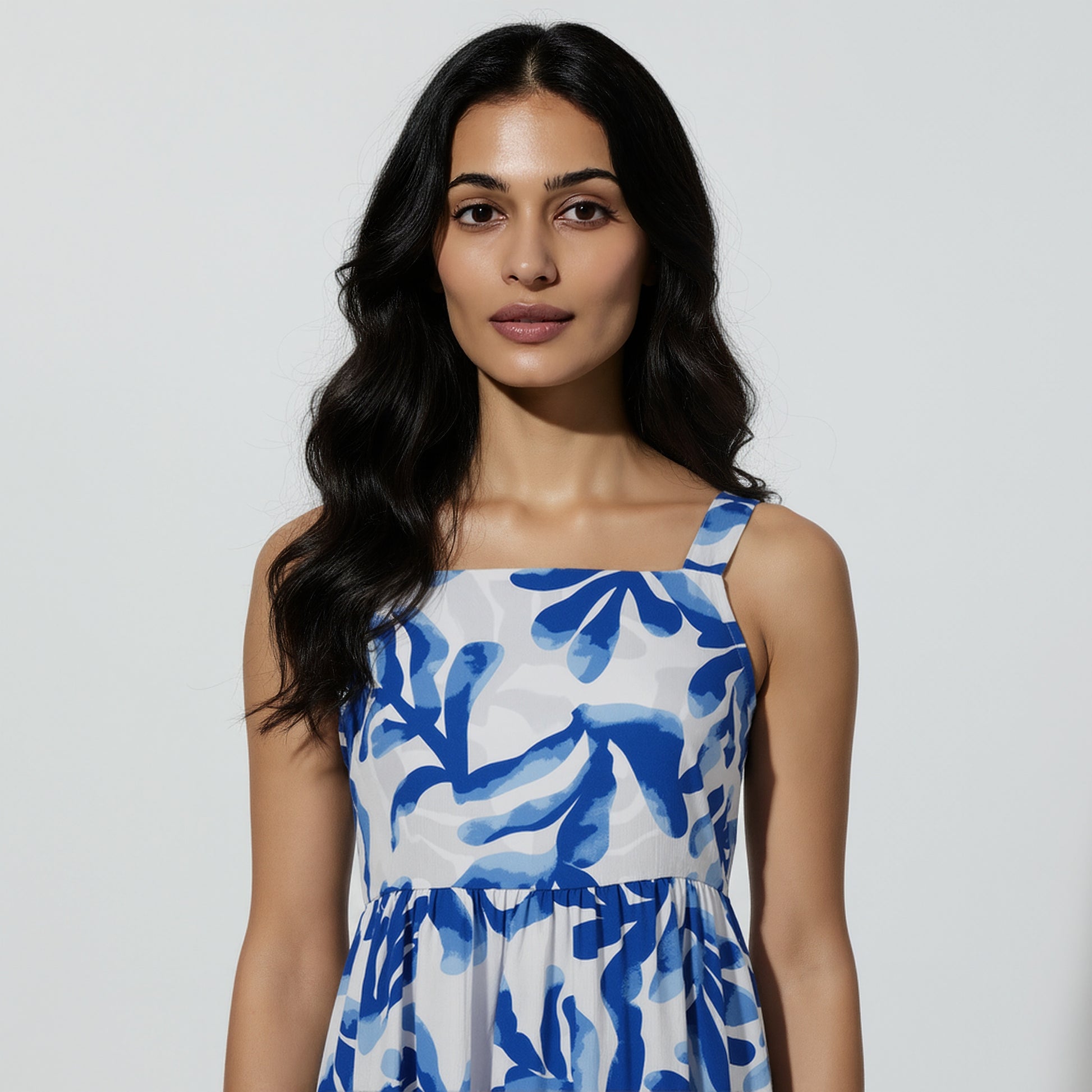 Printed Tie-Up Neck Dress 