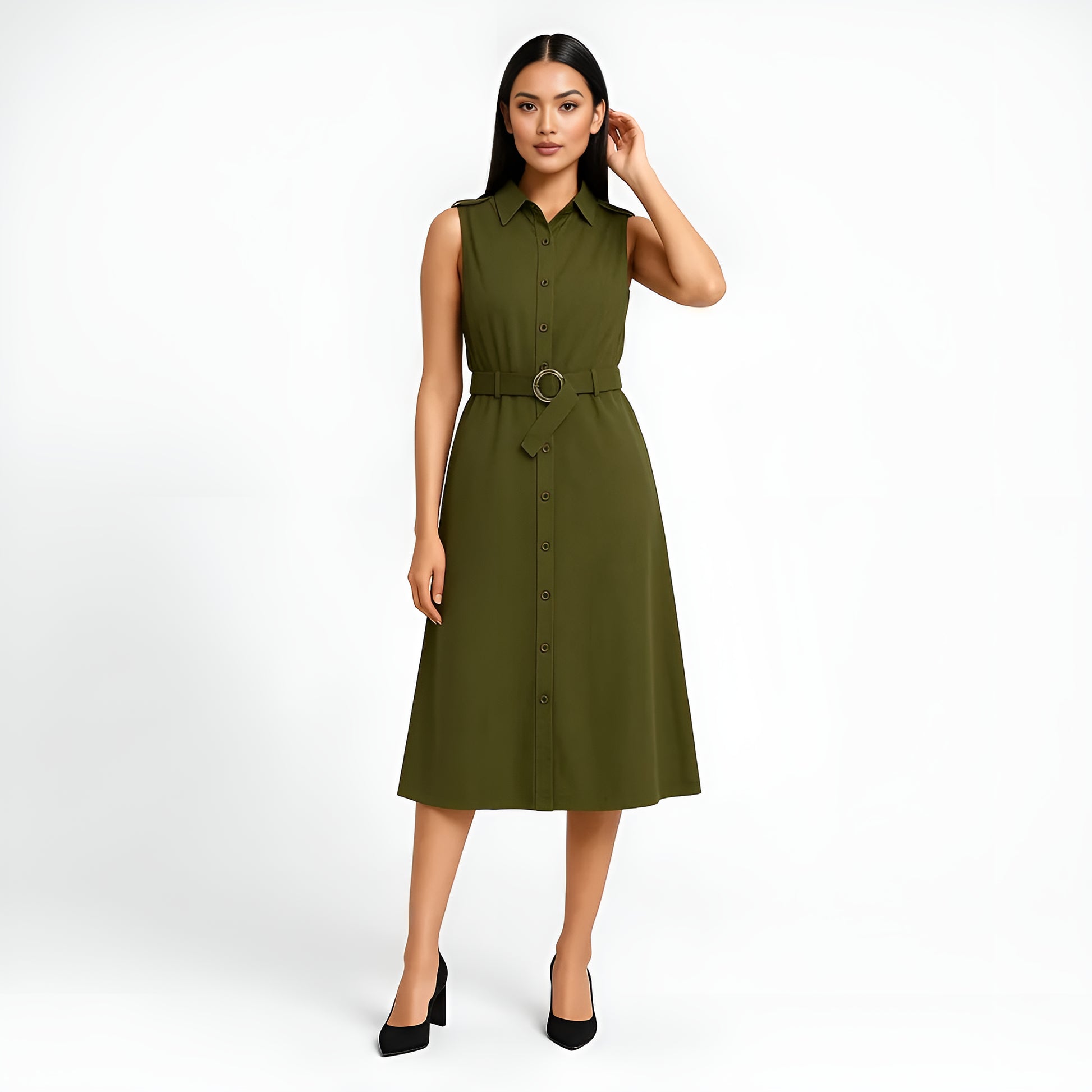 Buy Cotton Sleeveless Shirt Dress - Style Union
