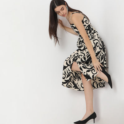 Flare Fit Printed Knee Length Twilight Sleeveless Dress – Style Union