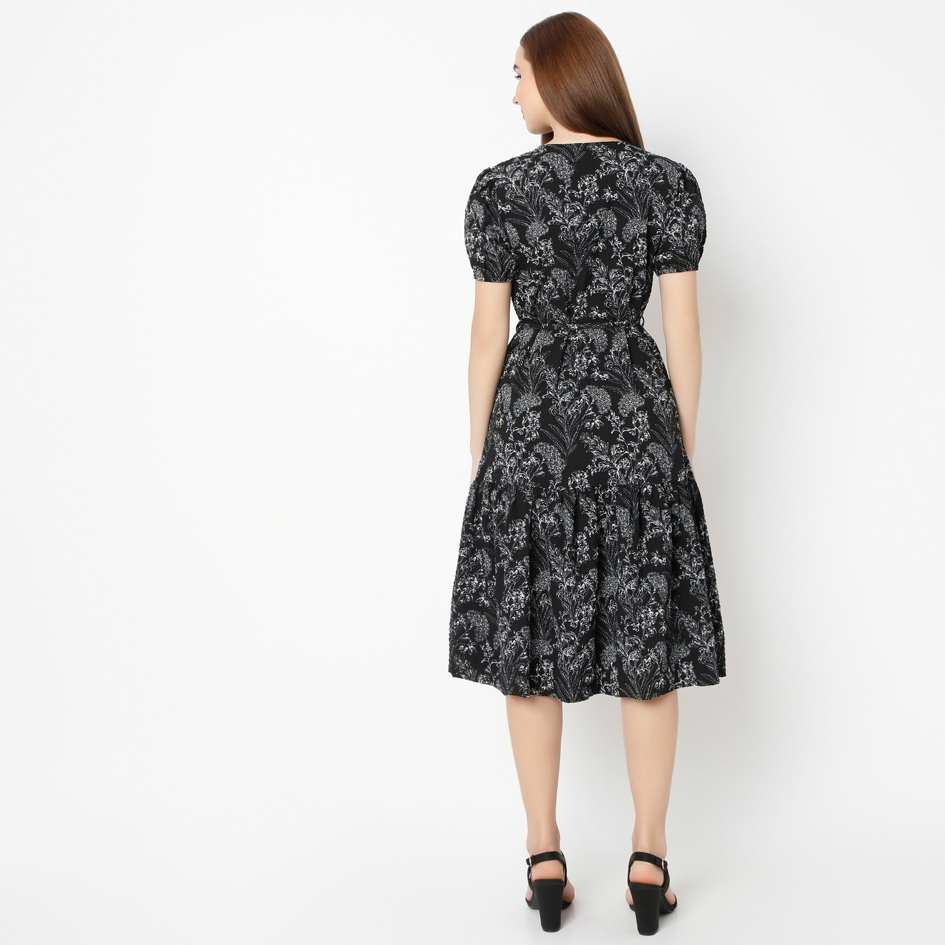 Regular Fit Structured V-Neck Dress