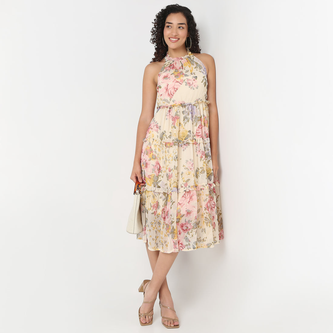 Floral Sleeveless Flared Dress