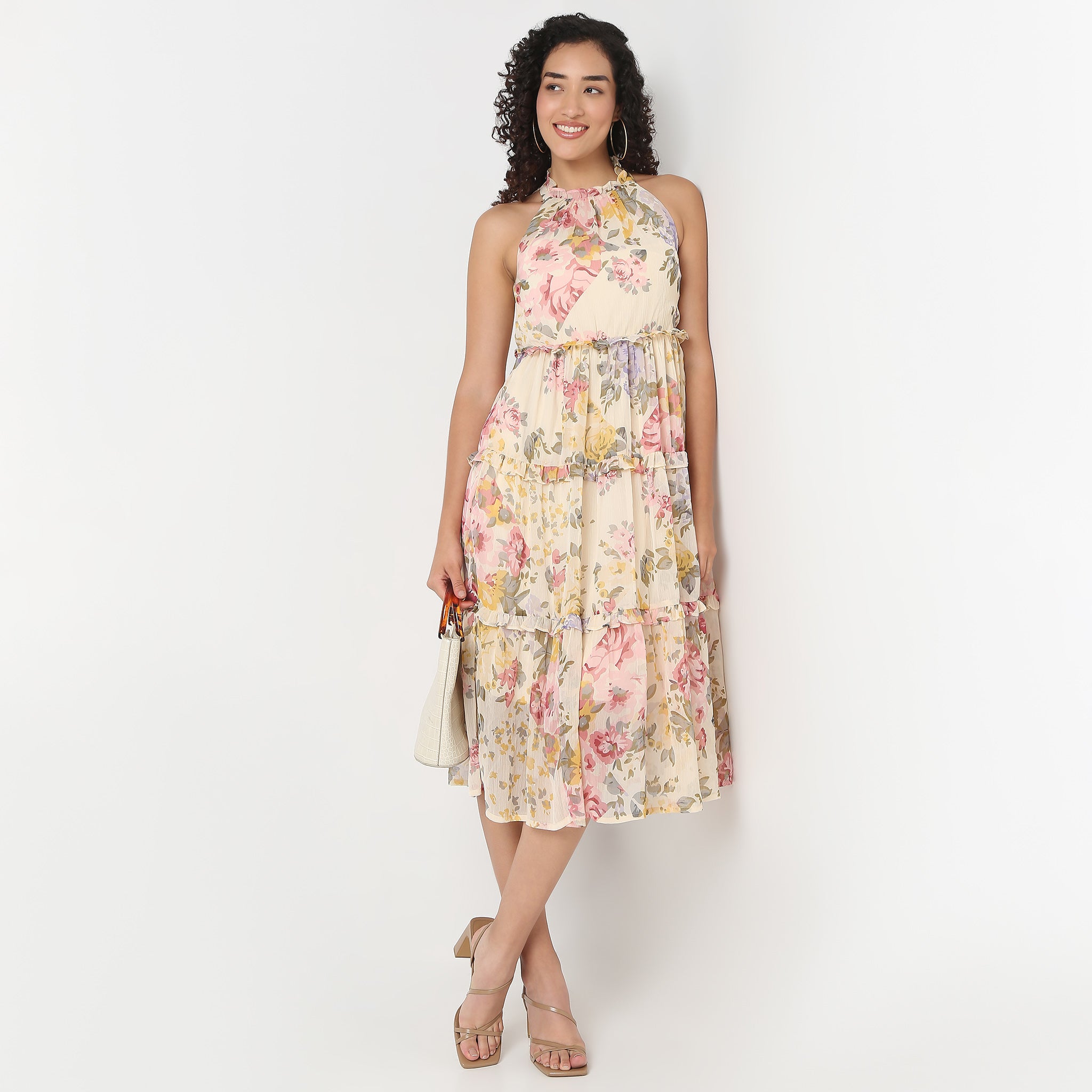 Floral Sleeveless Flared Dress
