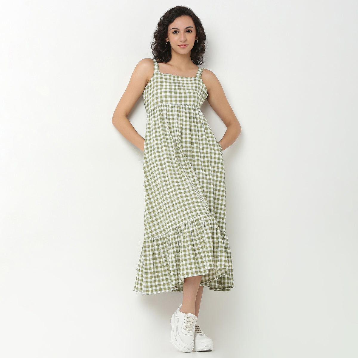 Checkered Polyester Spandex Dress