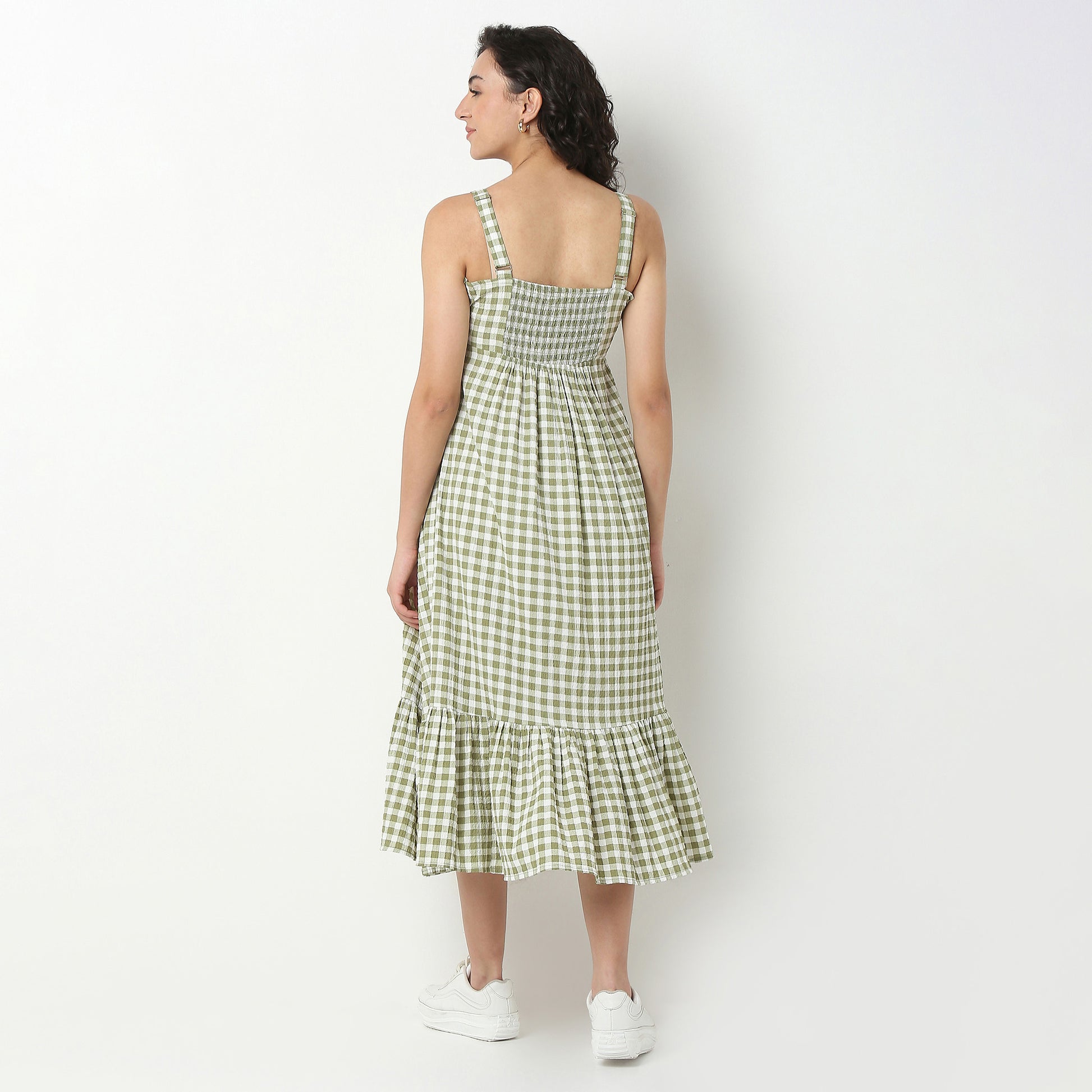 Checkered Polyester Spandex Dress