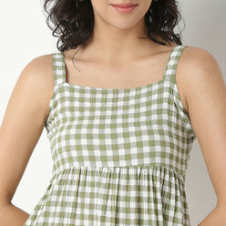 Checkered Polyester Spandex Dress