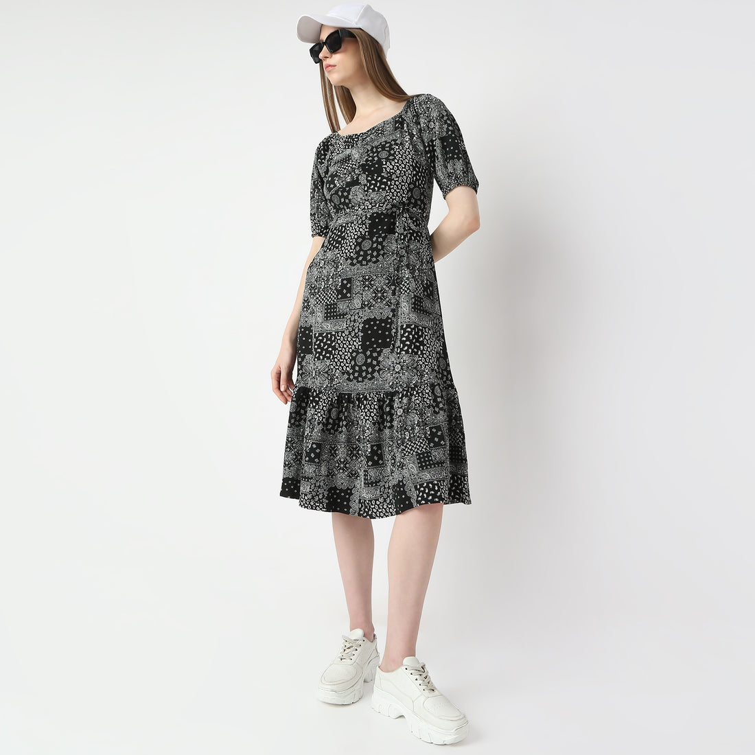 Flare Fit Printed Dress