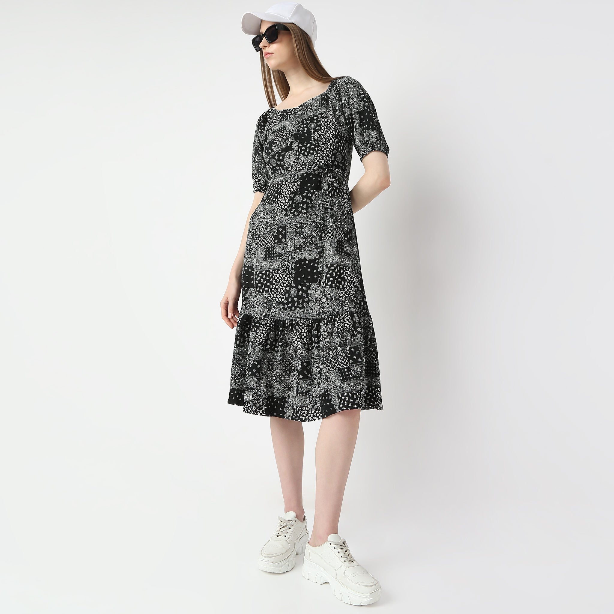 Flare Fit Printed Dress