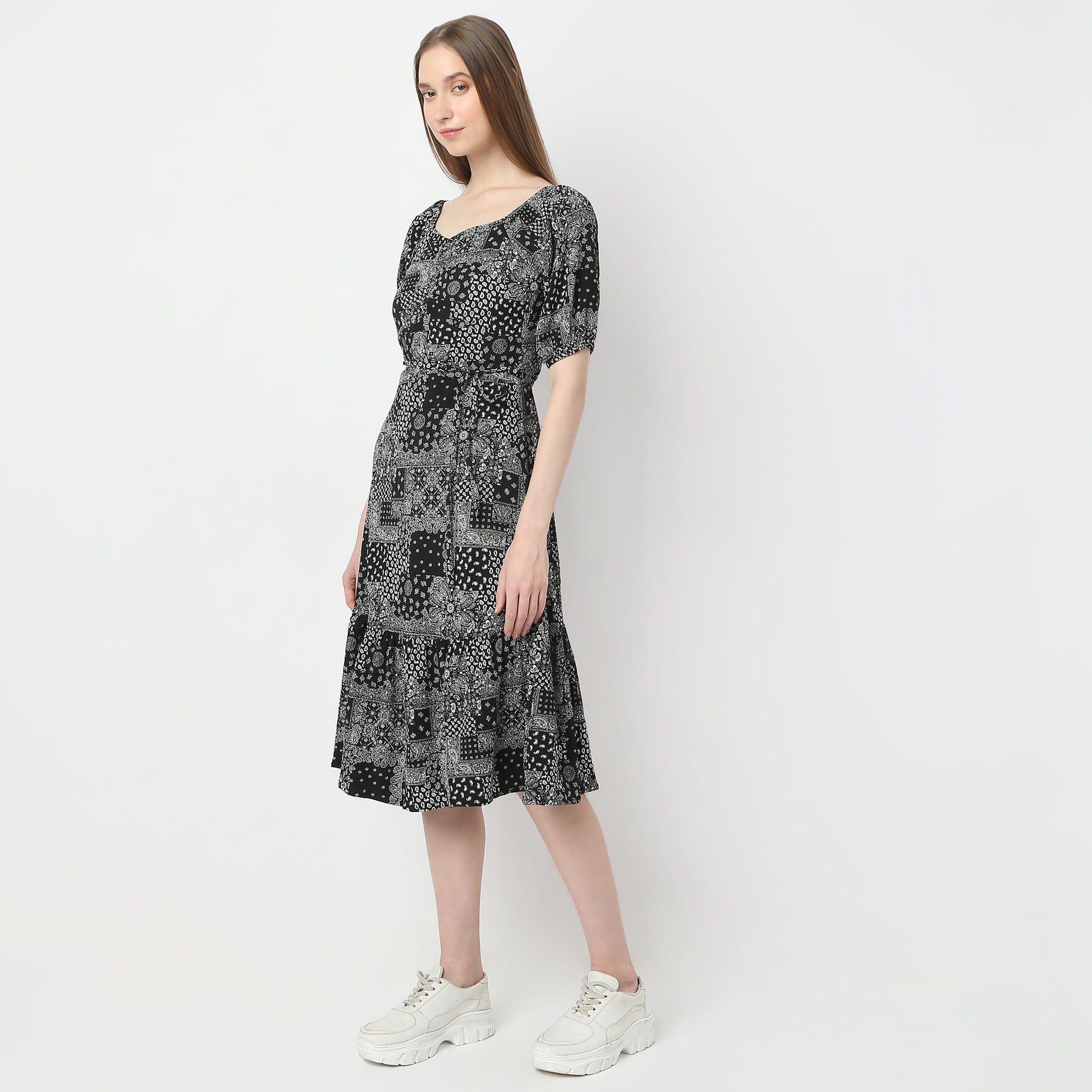 Flare Fit Printed Dress
