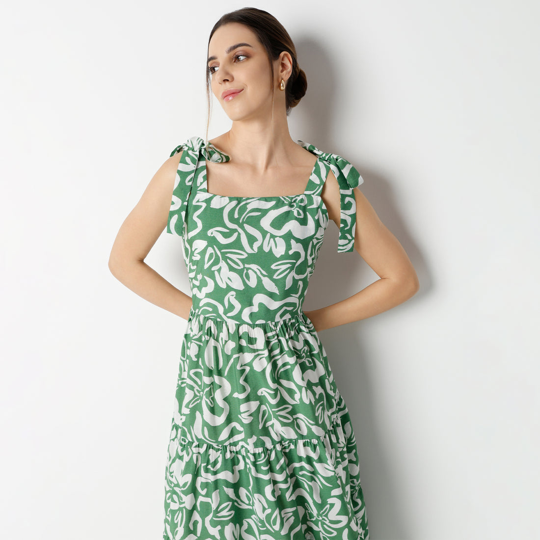 Flare Fit Printed Calf Length Dress