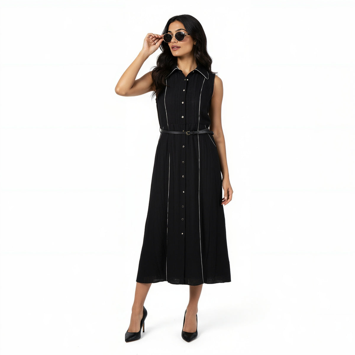 Structured Shirt Collar Dress