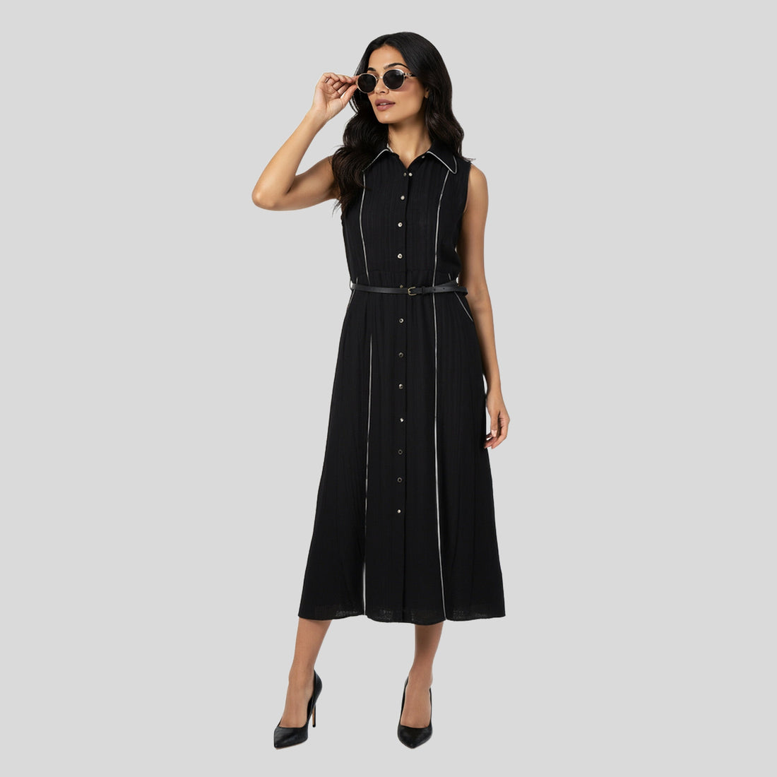 Structured Shirt Collar Dress