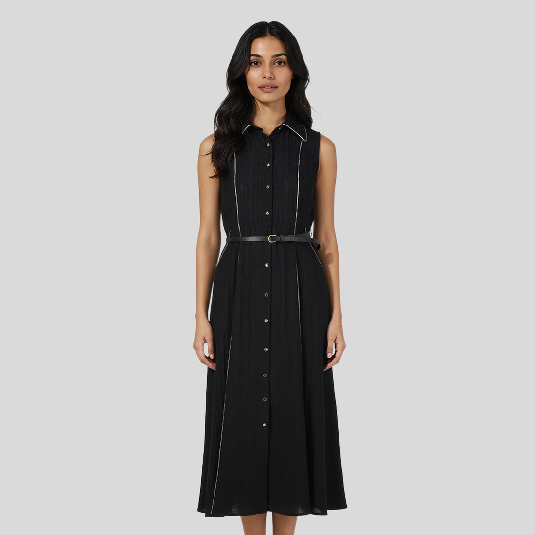 Structured Shirt Collar Dress