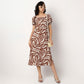 Zebra Print Square Neck Polyester Dress