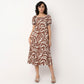 Zebra Print Square Neck Polyester Dress