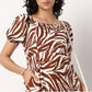 Zebra Print Square Neck Polyester Dress