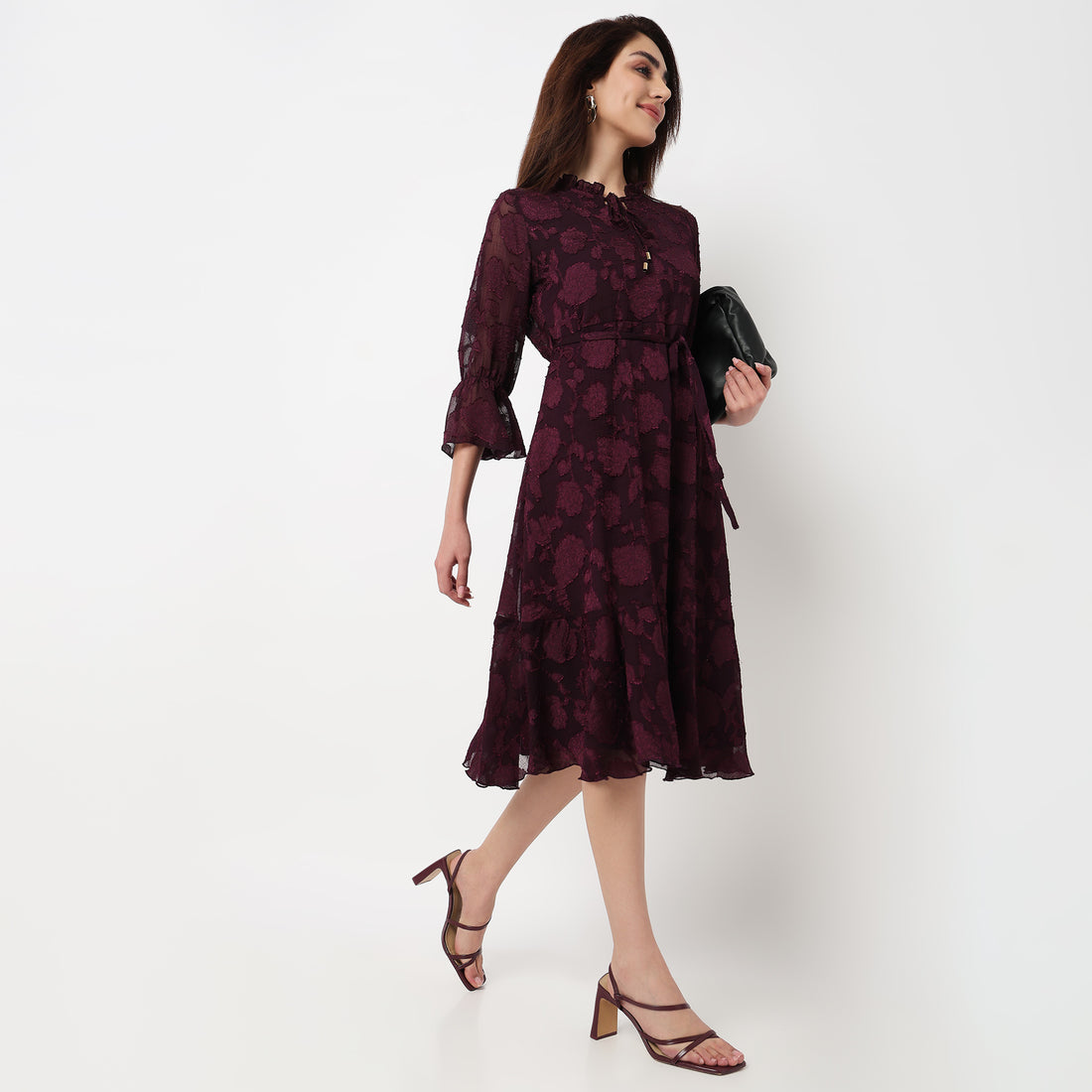 Solid Knee Length Dress 