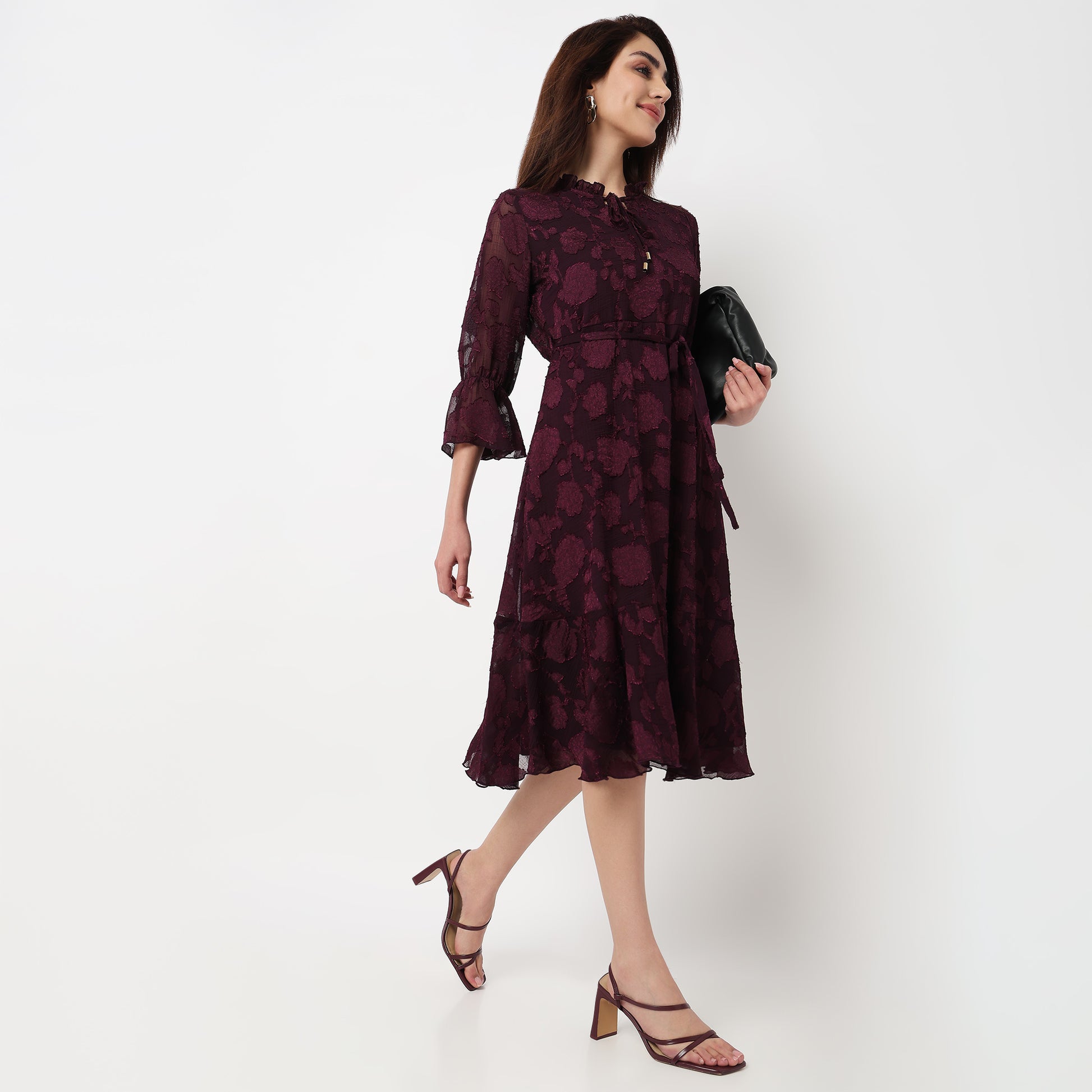 Solid Knee Length Dress 