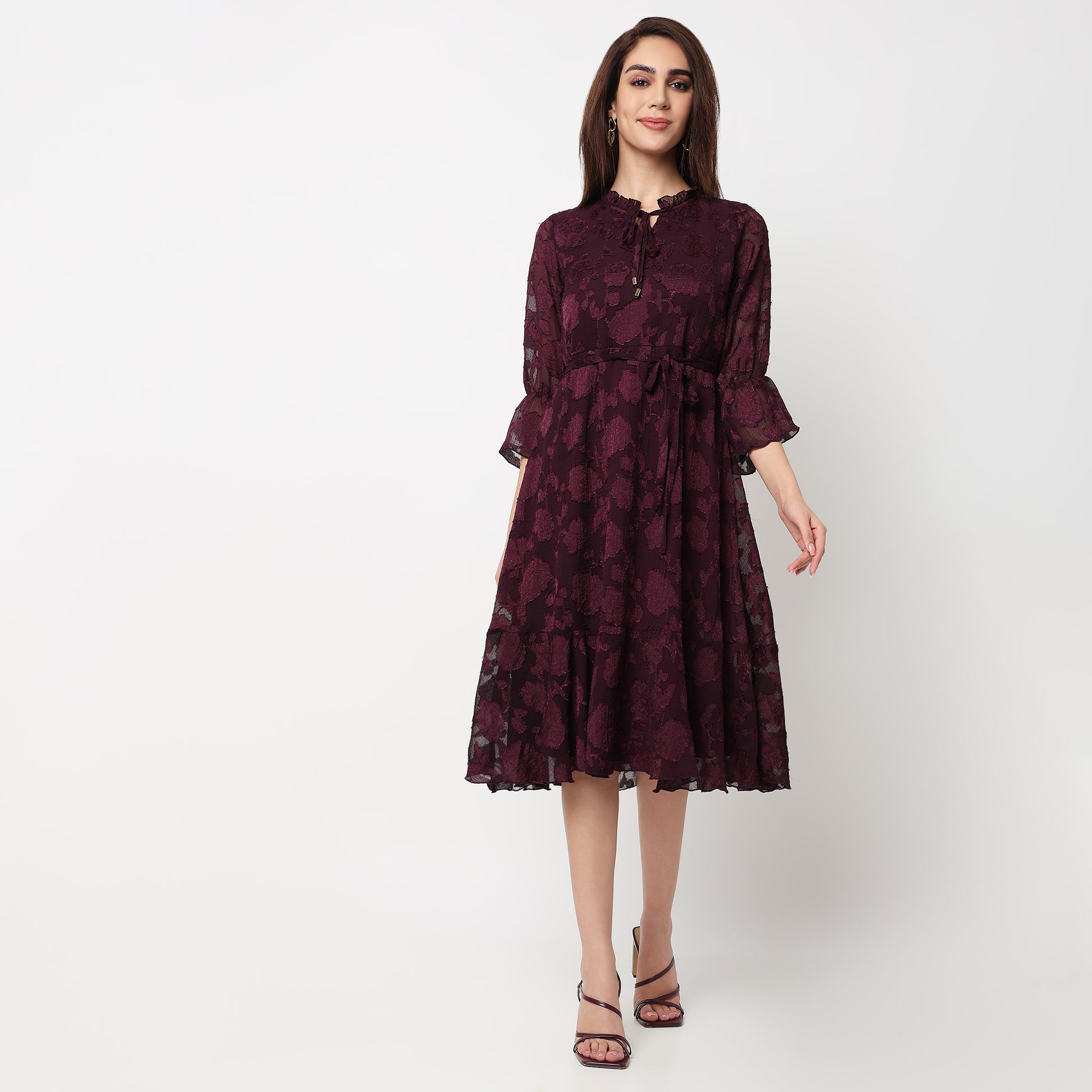 Solid Knee Length Dress 