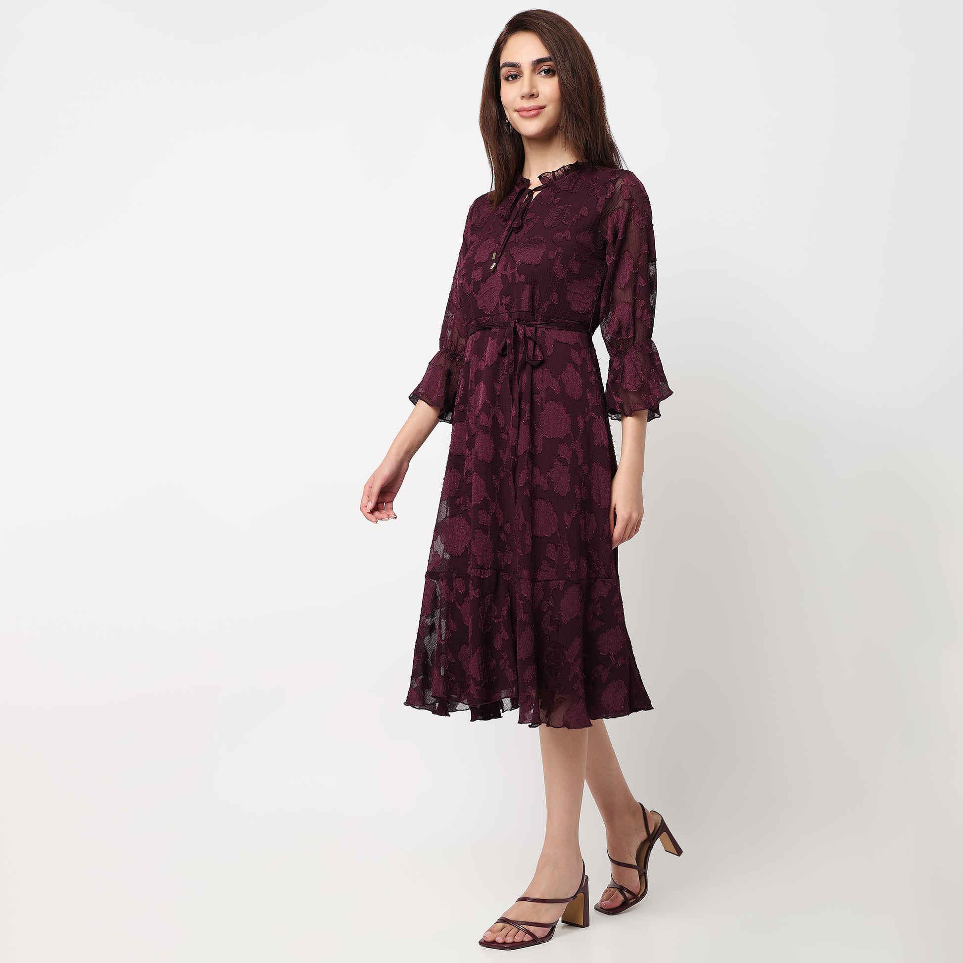 Solid Knee Length Dress 