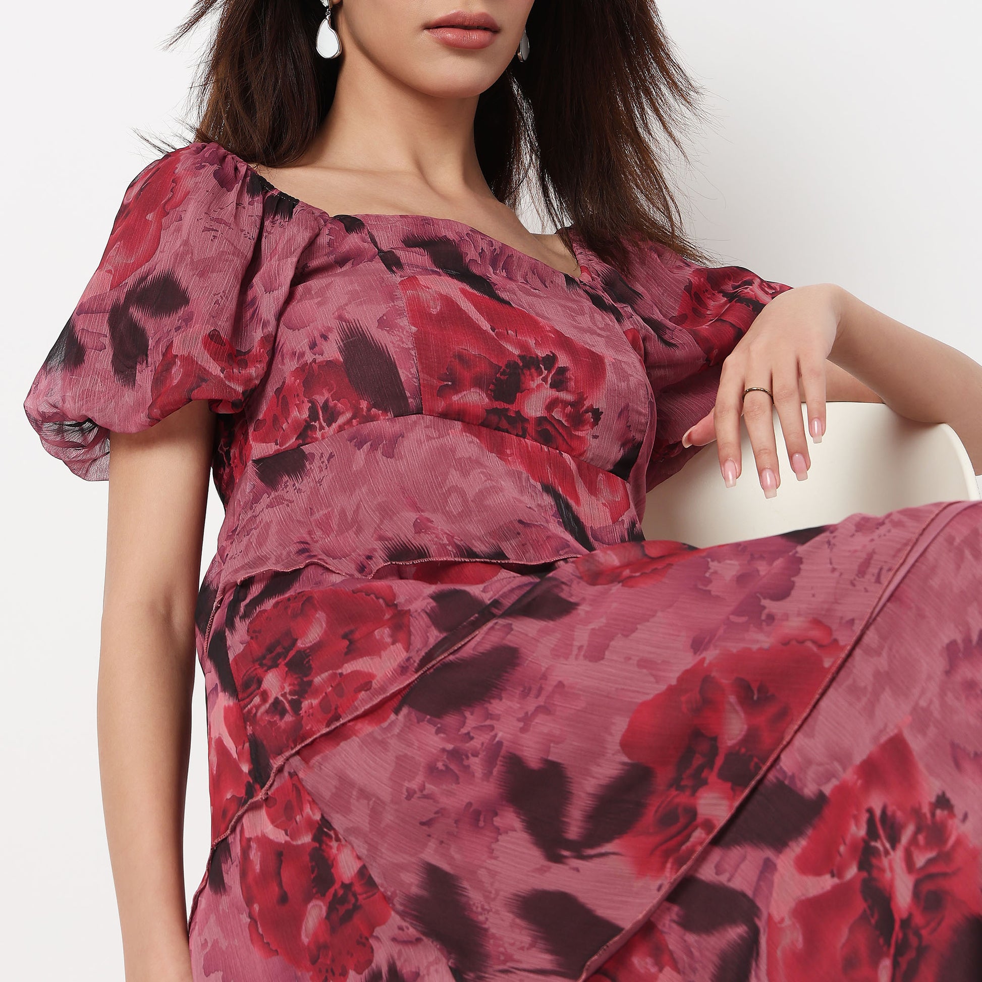 Floral Square Neck Dress 