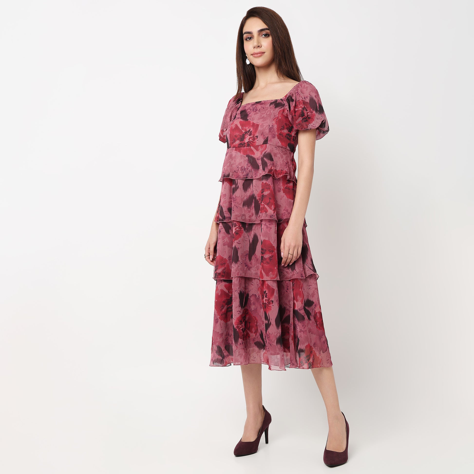 Floral Square Neck Dress 
