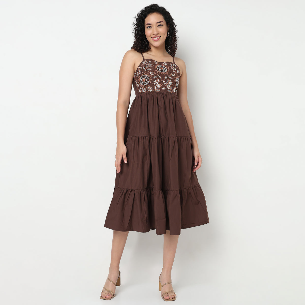 Buy Women Flare Fit Embroidered Sleeveless Dress  - Style Union