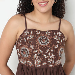 Buy Women Flare Fit Embroidered Sleeveless Dress  - Style Union