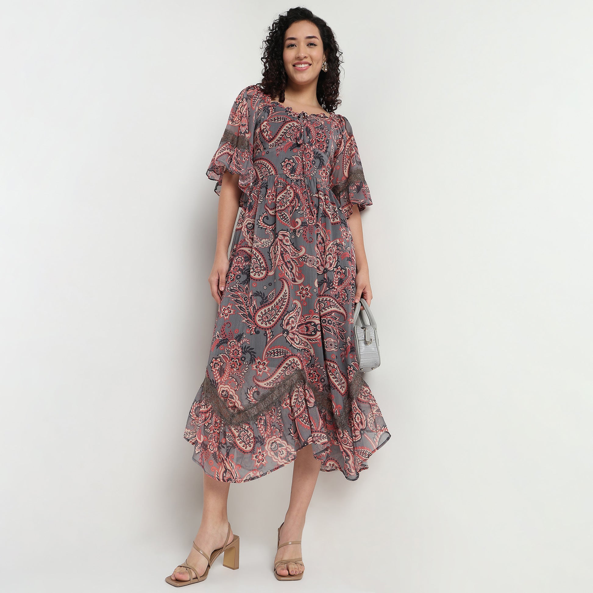Buy Women Flare Fit Printed Three-Fourth Sleeve Dress  - Style Union