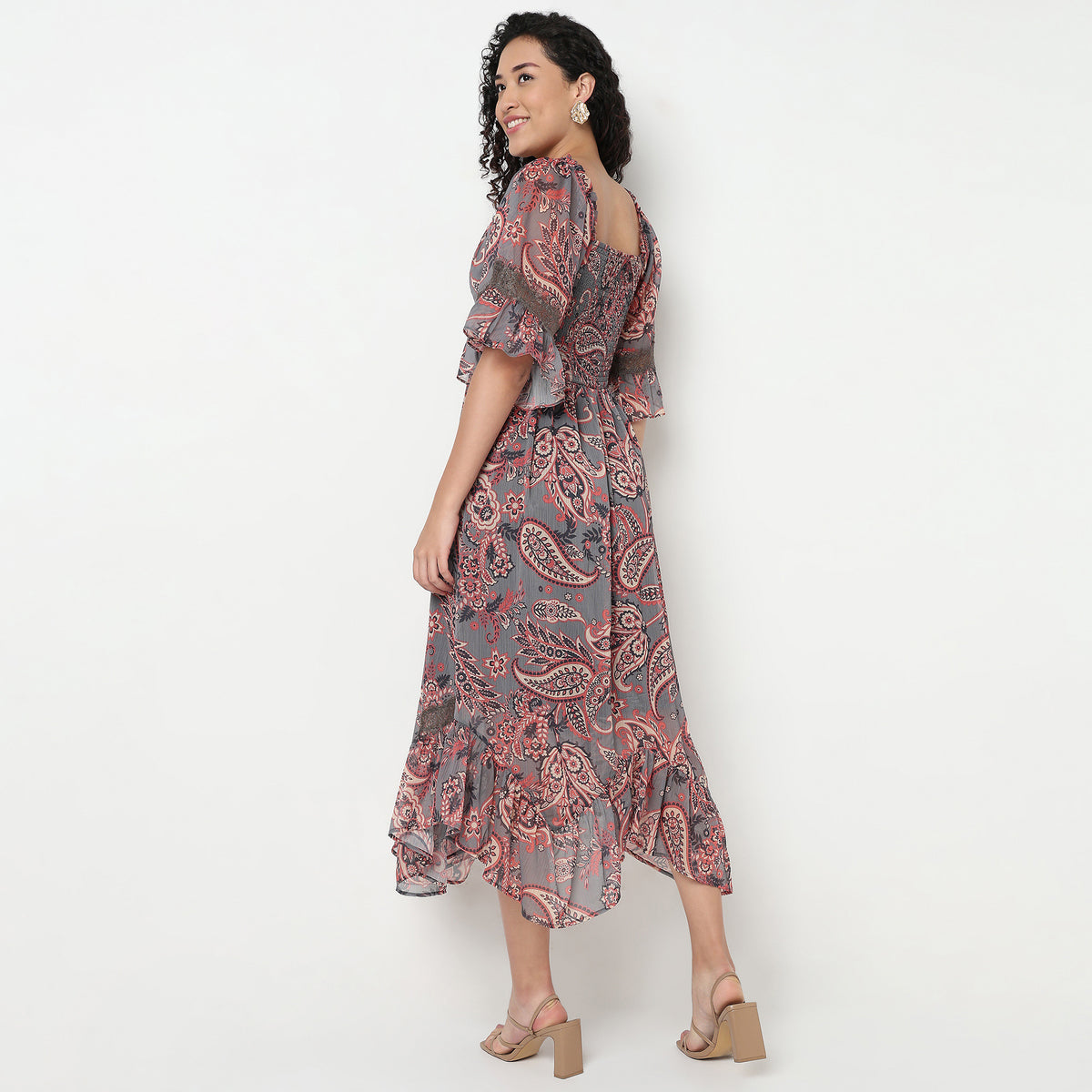 Buy Women Flare Fit Printed Three-Fourth Sleeve Dress  - Style Union