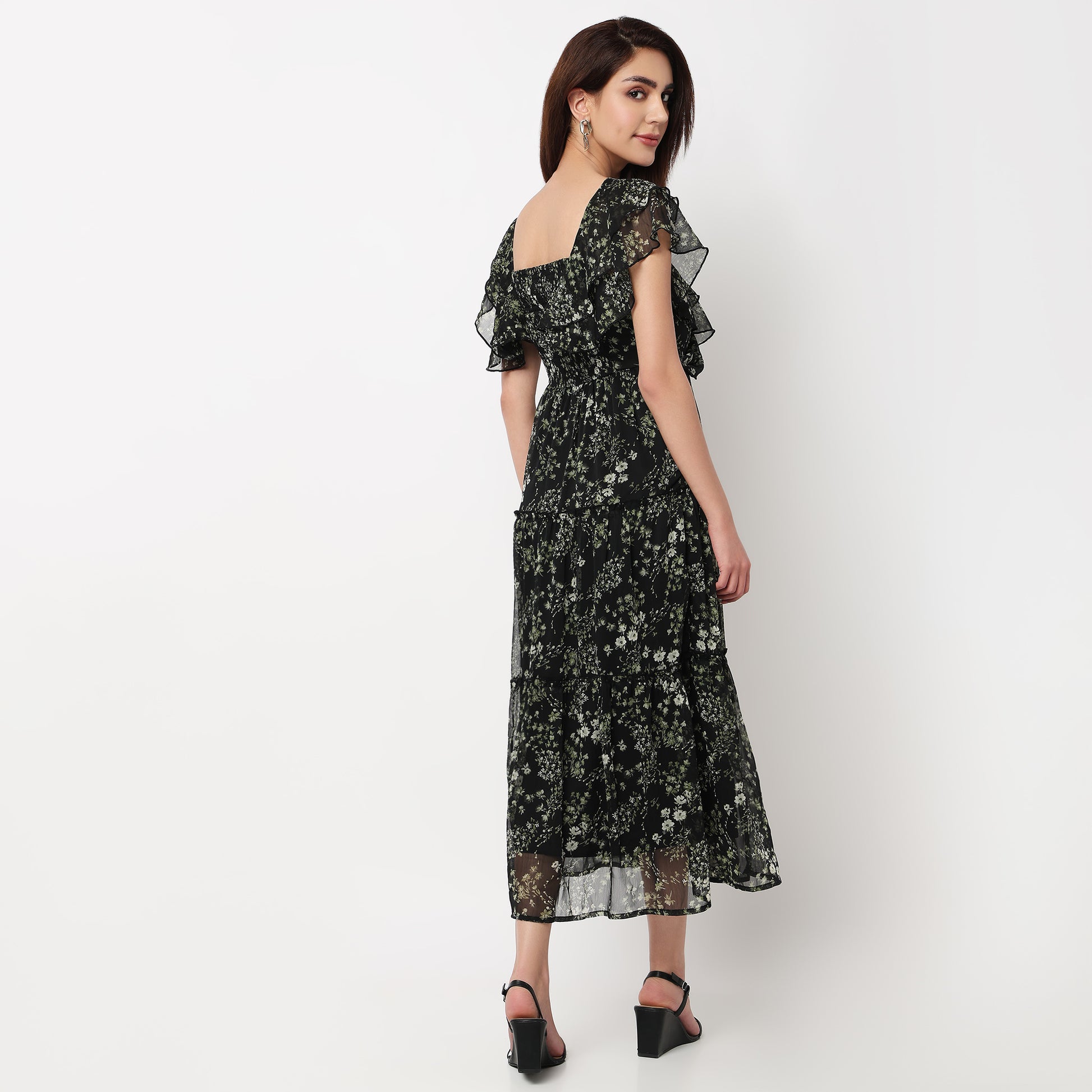Floral Calf Length Dress 